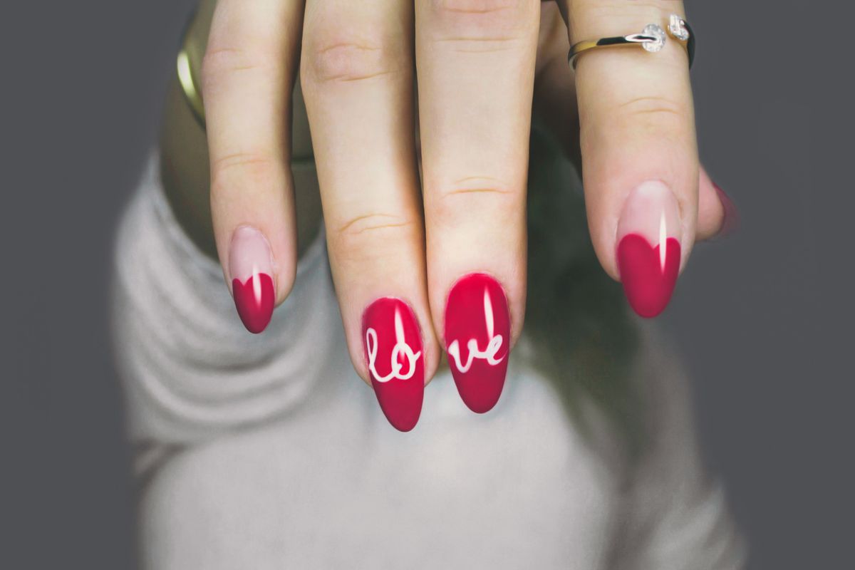 Nail color detail, gel manicure finish